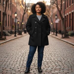 Me Jane Plus Size Black Winter Double Breasted Peacoat Coat Jacket 3X NWOT